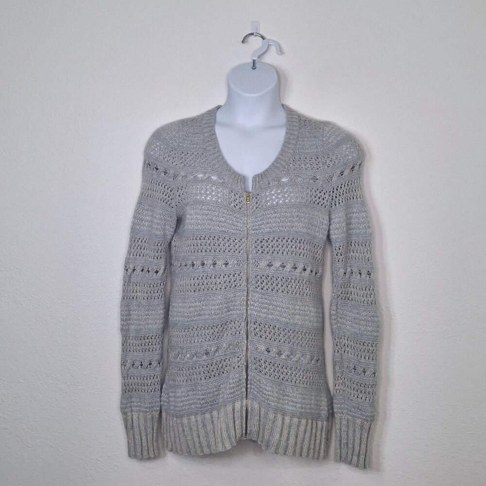 Anthropologie Sleeping On Snow Cardigan Pixie Dust Sz L Wool Crochet Neutral